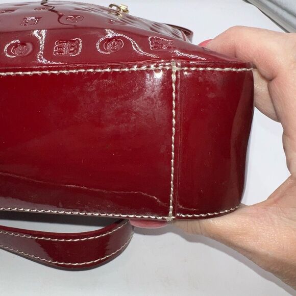 Arcadia Made In Italy Red Patent Leather Crossbody Bag - Picture 3 of 13